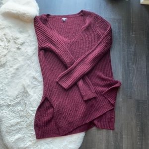 Cozy maroon split side sweater
